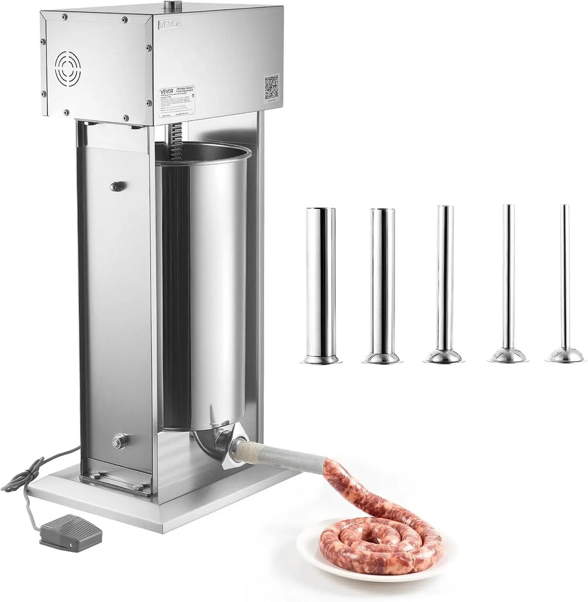 VEVOR Poussoir à Saucisses Électrique 25 L – 400 W, argenté