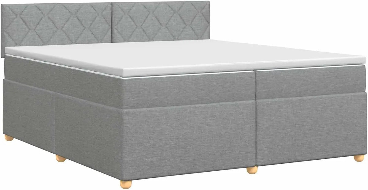 Lit Boxspring 200x200 cm Gris Clair Matelas Ressorts Ensachés
