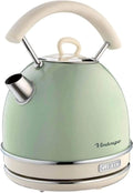 Ariete Bouilloire Vintage 2877 – sans fil, 2000 W, 1,7 L, argenté/vert