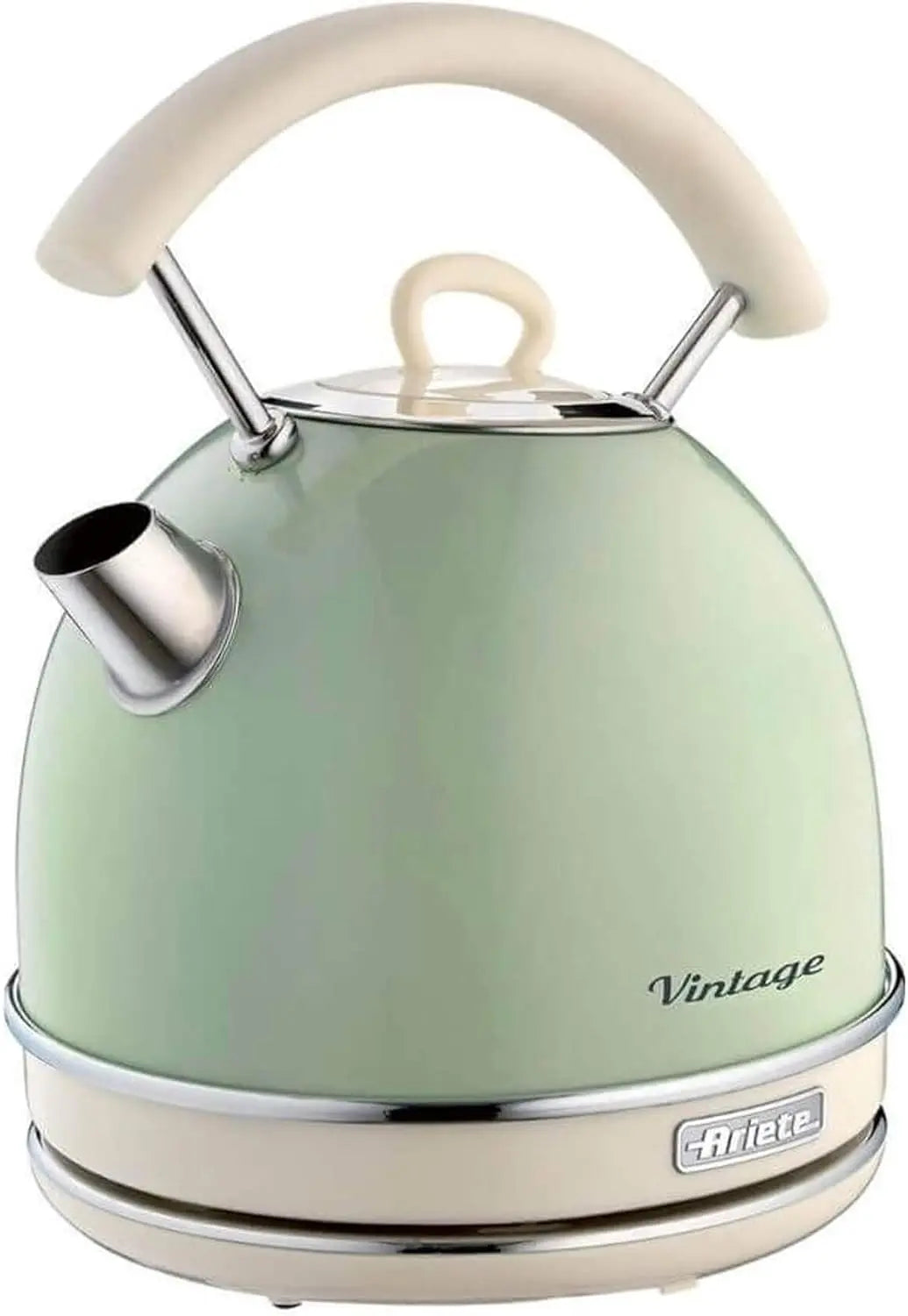Ariete Bouilloire Vintage 2877 – sans fil, 2000 W, 1,7 L, argenté/vert
