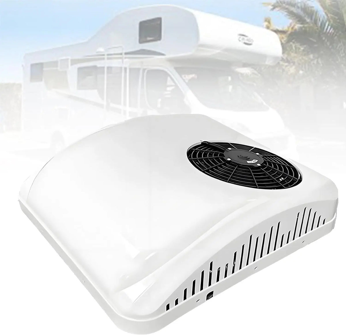Climatiseur De Toit Universel 12 V/24 V pour Camping-Cars – 2300 W / 1000 W, gris/bleu