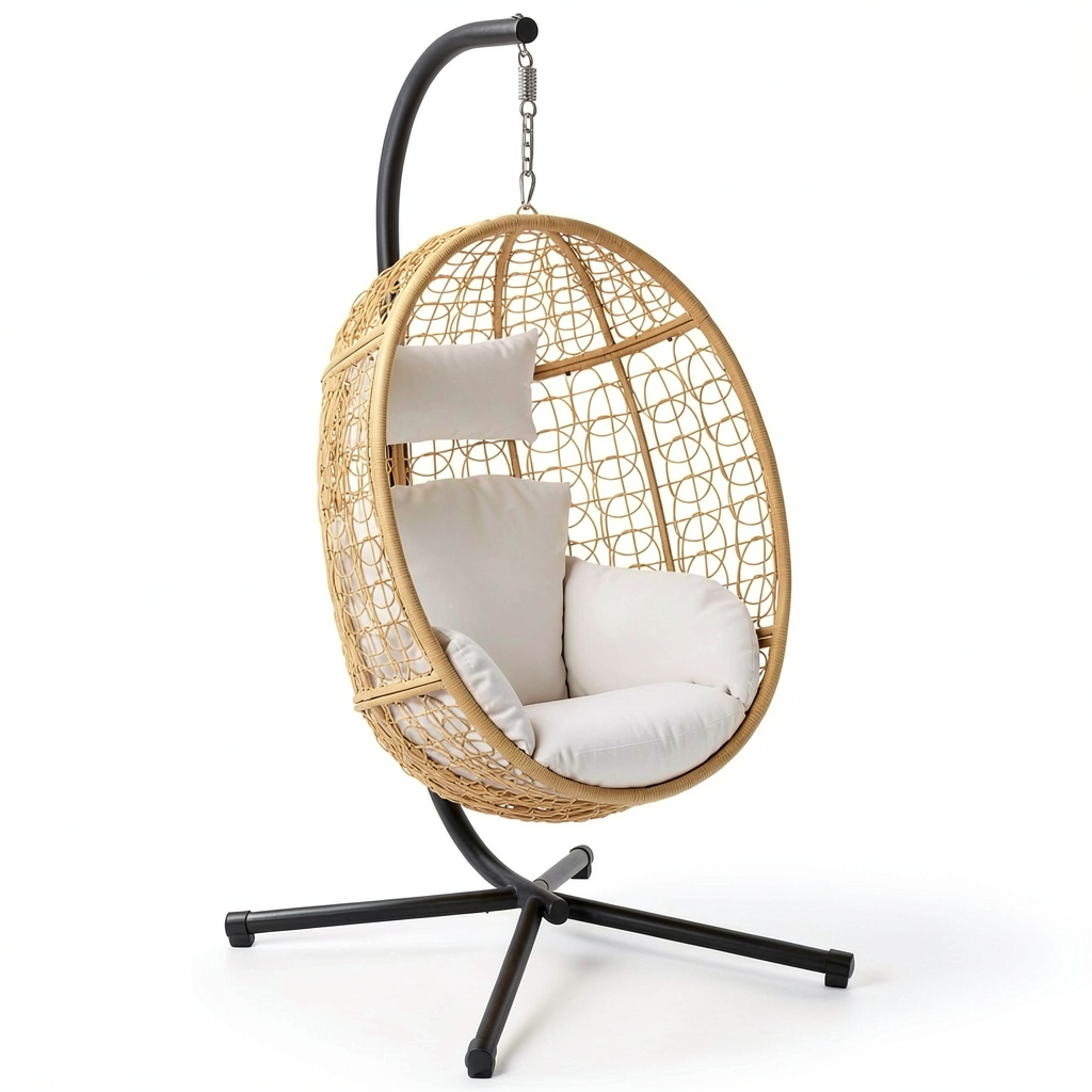 Fauteuil, en résine tressée, avec coussin, pour le salon ou la chambre
