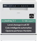 Candy Rapido' CP 8F9FFW Lave-vaisselle compact – 550 L, 59,5 x 50,1 x 55 cm, blanc