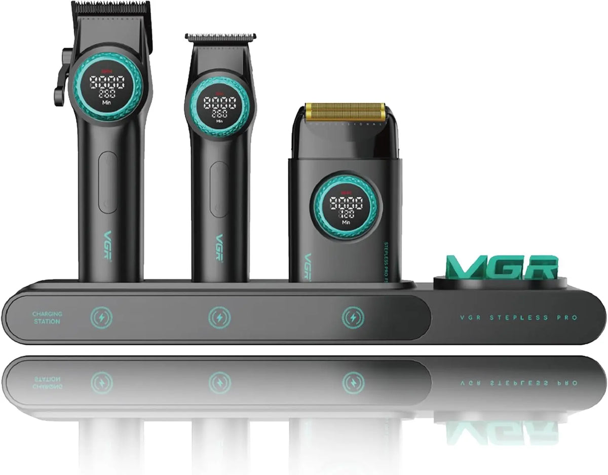 VGR 3 in 1 Kit Tondeuse Cheveux Hommes Professionnel Avec Tondeuse Cheveux – 4600 mAh / 2500 mAh, gris