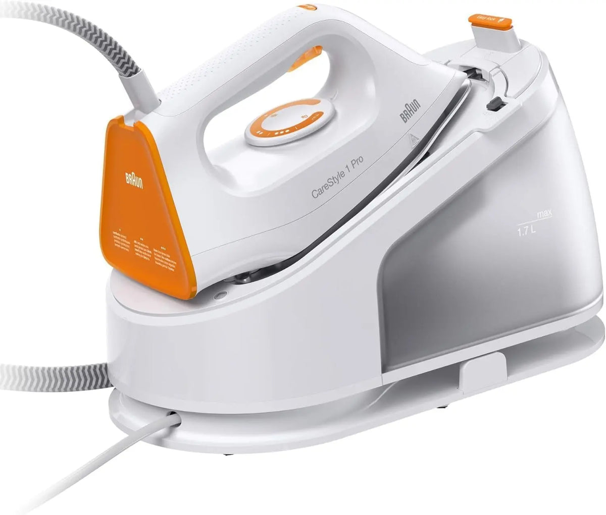 Braun CareStyle 1 Pro IS 1511 WH Centrale vapeur avec technologie FreeGlide 3D – 2200 W, blanc/orange