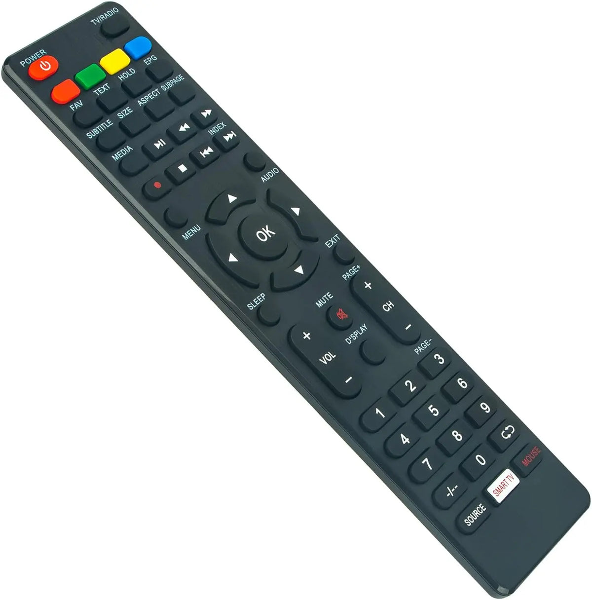 RC159 Télécommande remplacée -VINABTY- Compatible avec JTC JVC Jay-Tech Polaroid téléviseur connecté – gris/bleu