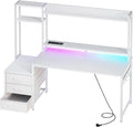 ODK Bureau de jeu avec étagère et tiroirs – 137 x 48 cm, blanc