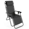 Chaise de jardin, inclinable, coloris noir, pour la terrasse ou le jardin