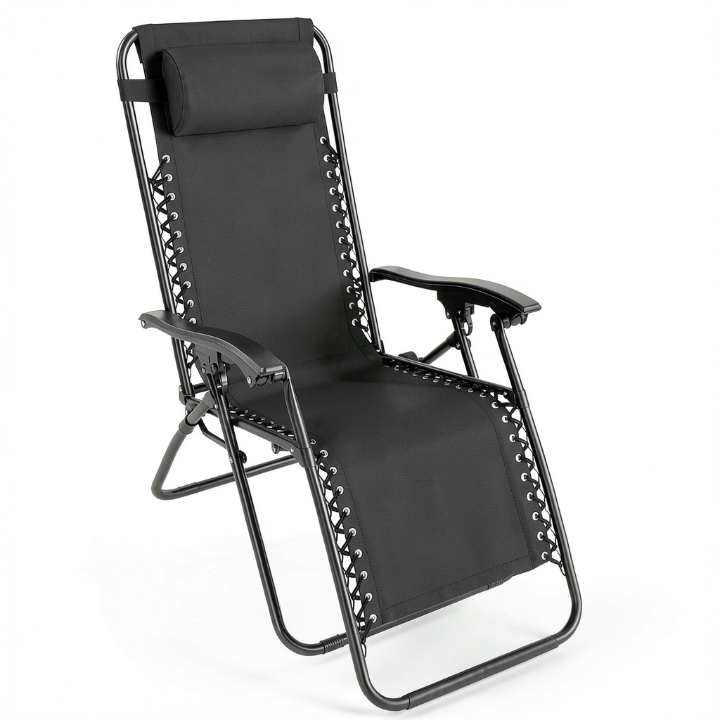 Chaise de jardin, inclinable, coloris noir, pour la terrasse ou le jardin