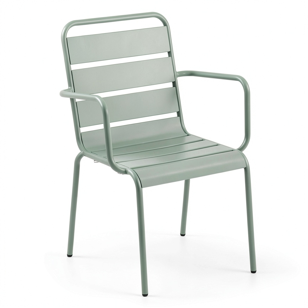 Chaise de jardin, en métal, coloris vert, pour la terrasse ou le jardin