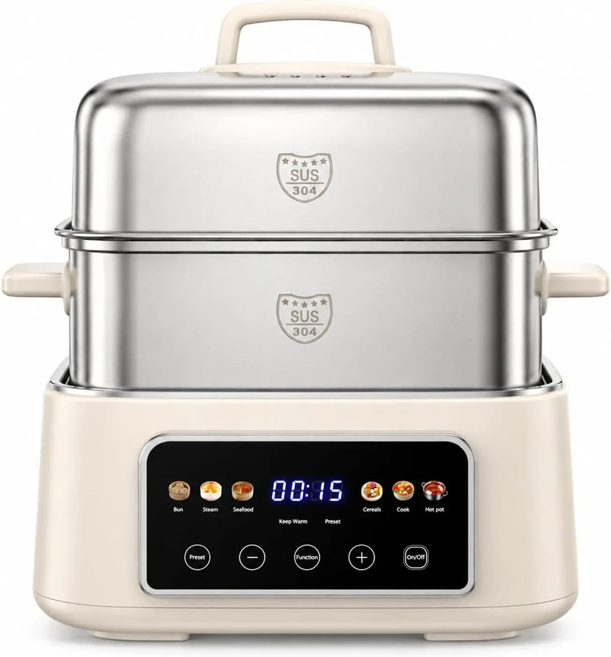 Fulgutonit 12.5L Cuiseur Vapeur Électrique en Acier Inoxydable 304 – 12,5 L, argenté