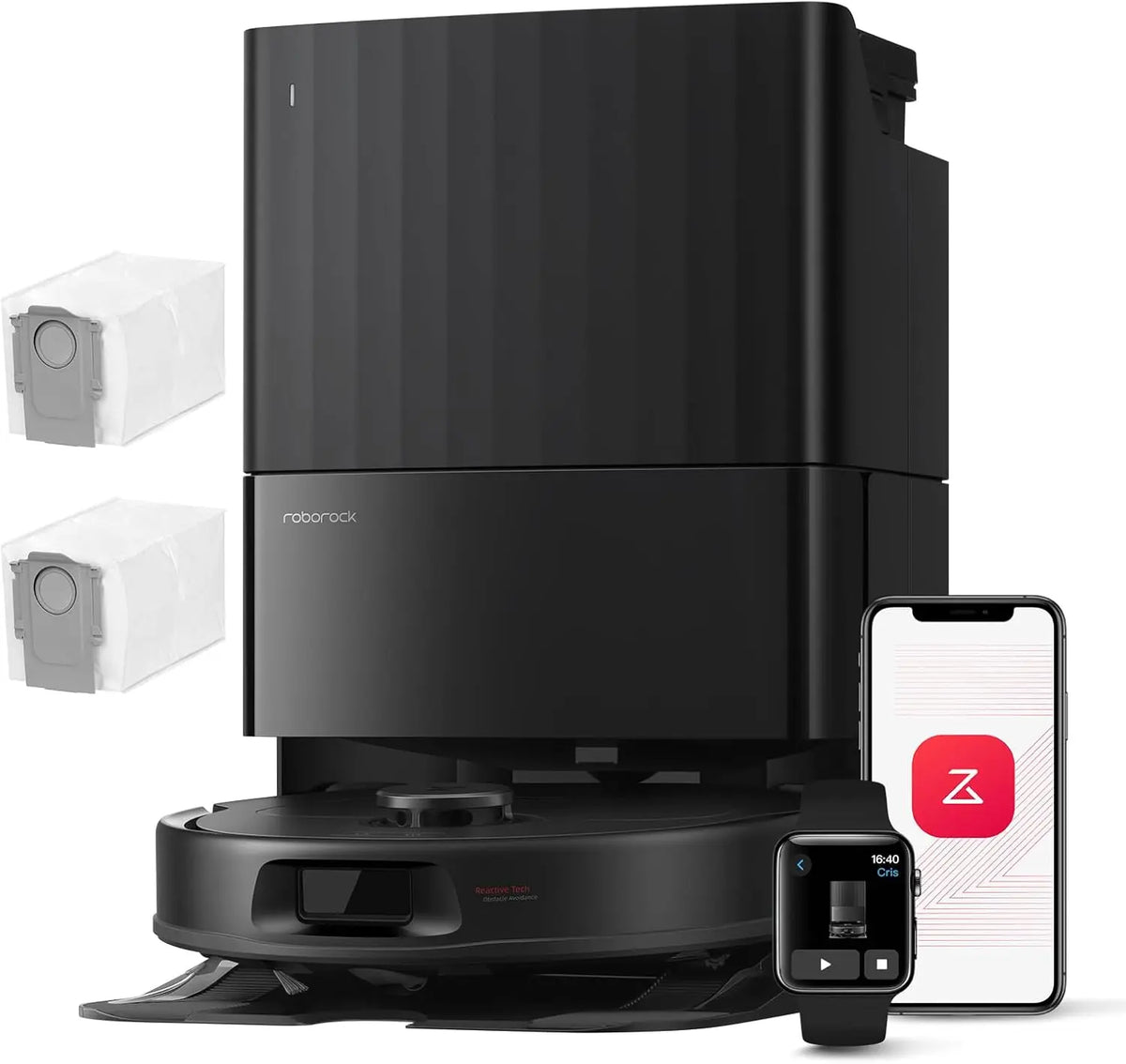 Roborock QV 35A Set Aspirateur Robot Laveur – 2,7 L / 4 L, noir/gris