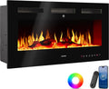 Tectake Cheminée électrique murale 106,5 x 12 x 43 cm – 1800 W, noir