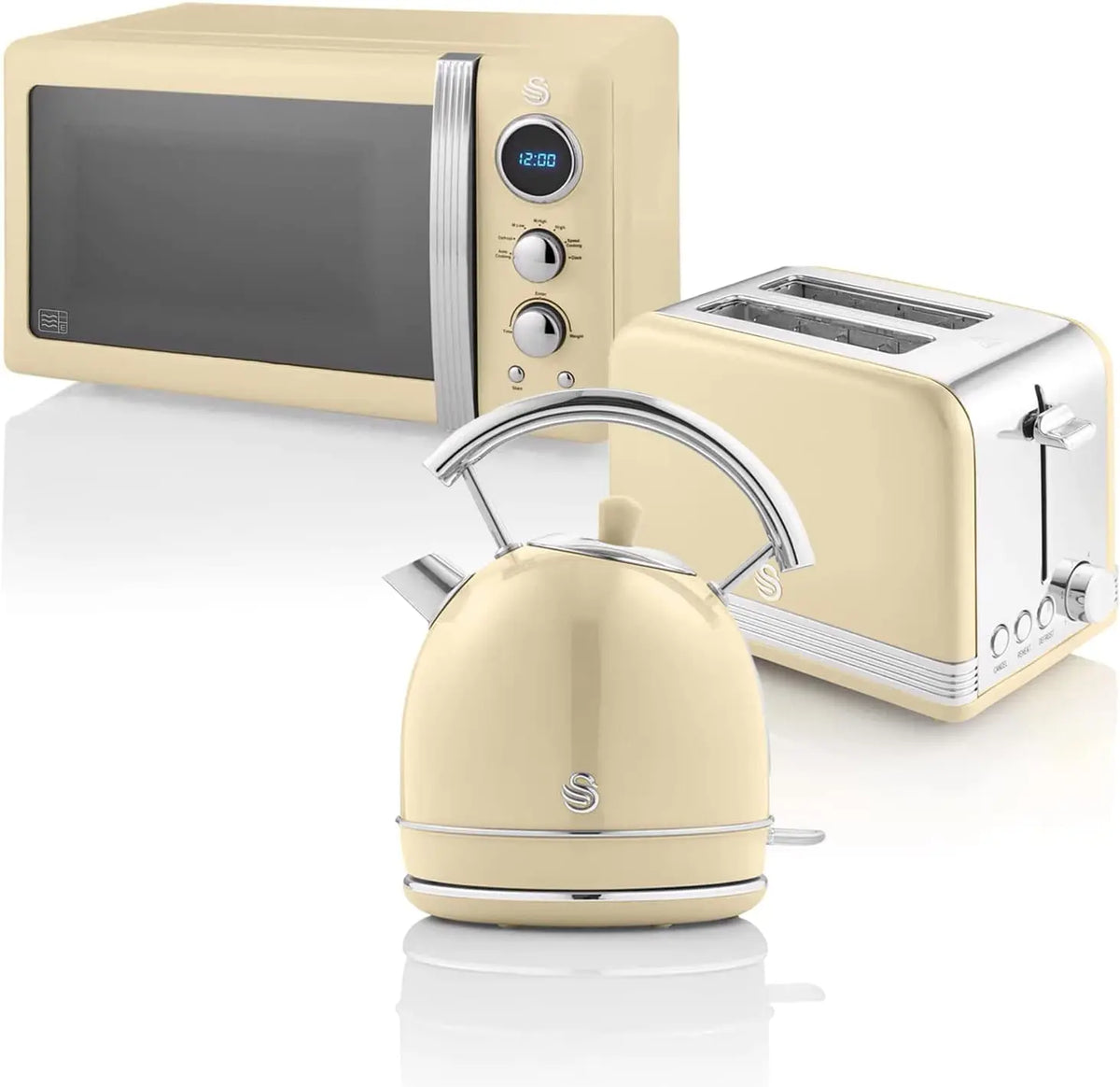 Swan Retro Ensemble Petit-Déjeuner bouilloire – 800 W / 3000 W, 1,8 L / 20 L, crème