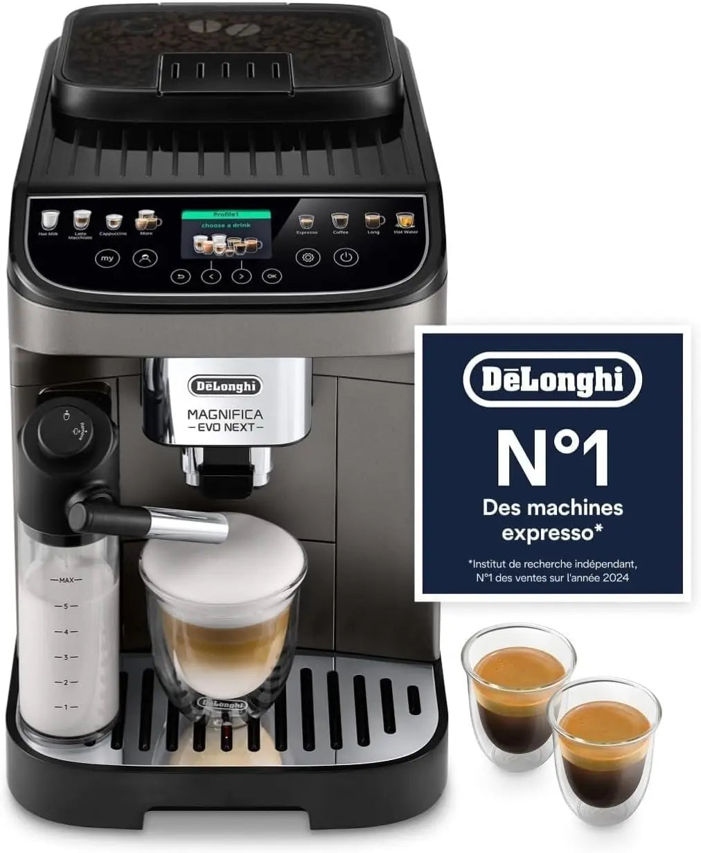De'Longhi Magnifica Evo Next - Machine à Café Automatique 13 Boissons – gris/noir