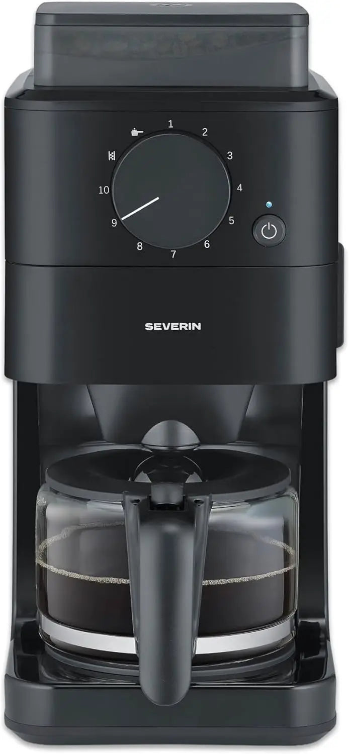 Severin - Machine à café filtre avec broyeur intégré pour café en grains ou moulu + réglage de la mouture – 1000 W, noir