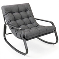 Chaise de jardin, en métal, à bascule, avec coussin, rembourré, coloris gris, pour la terrasse ou le jardin