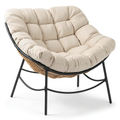 Chaise de jardin, avec coussin, en résine tressée, pour la terrasse ou le jardin
