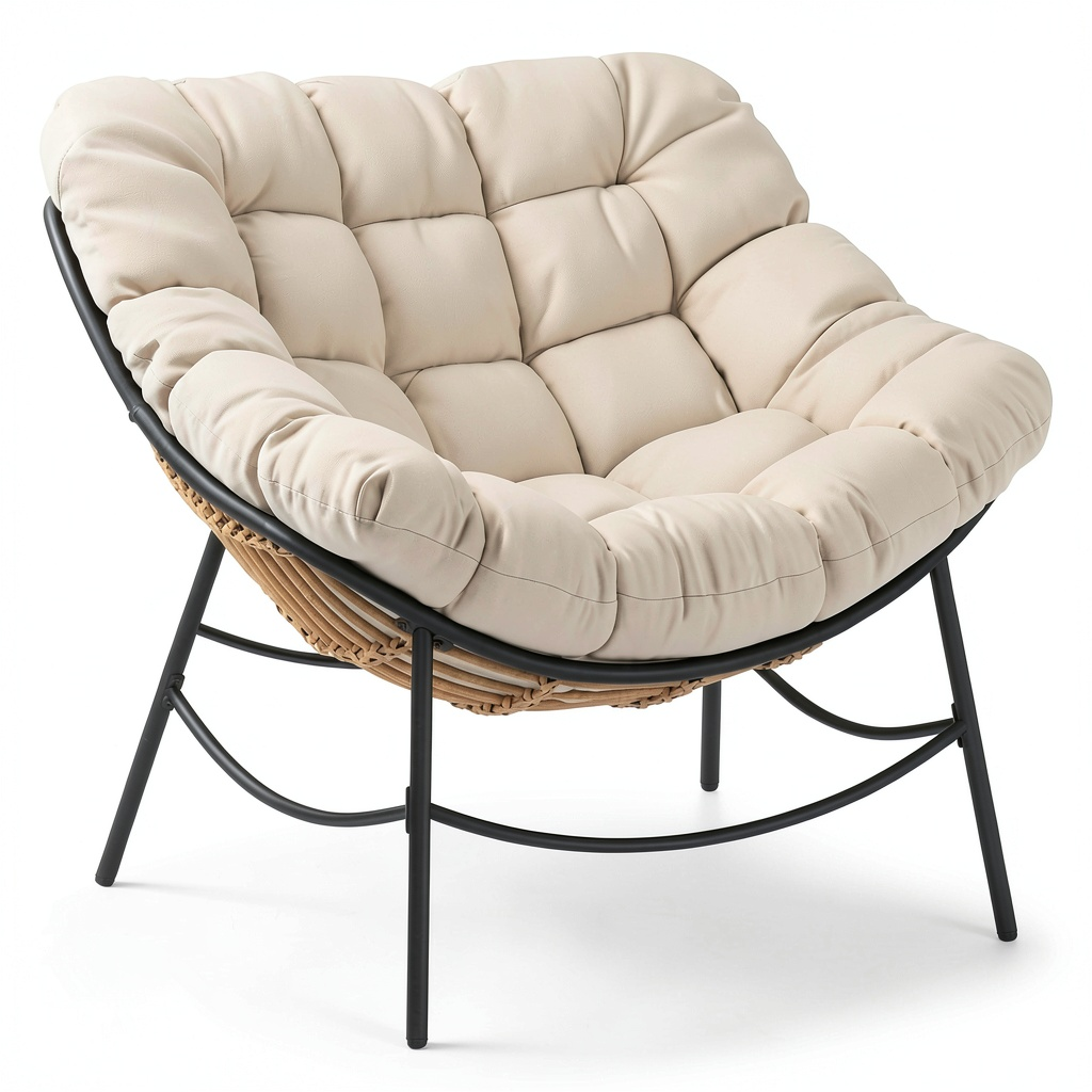 Chaise de jardin, avec coussin, en résine tressée, pour la terrasse ou le jardin