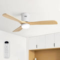 Sofucor Bois Massif Ventilateur Plafond avec Lumière et Télécommande – beige/gris/orange