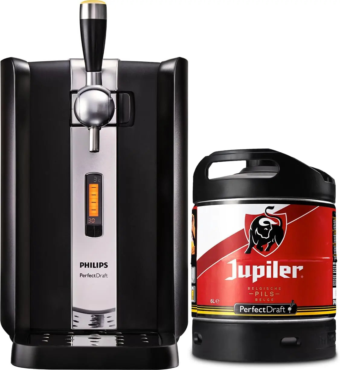 PerfectDraft Pack Tireuse À Bière + 1 Fût Jupiler 6L – noir/gris