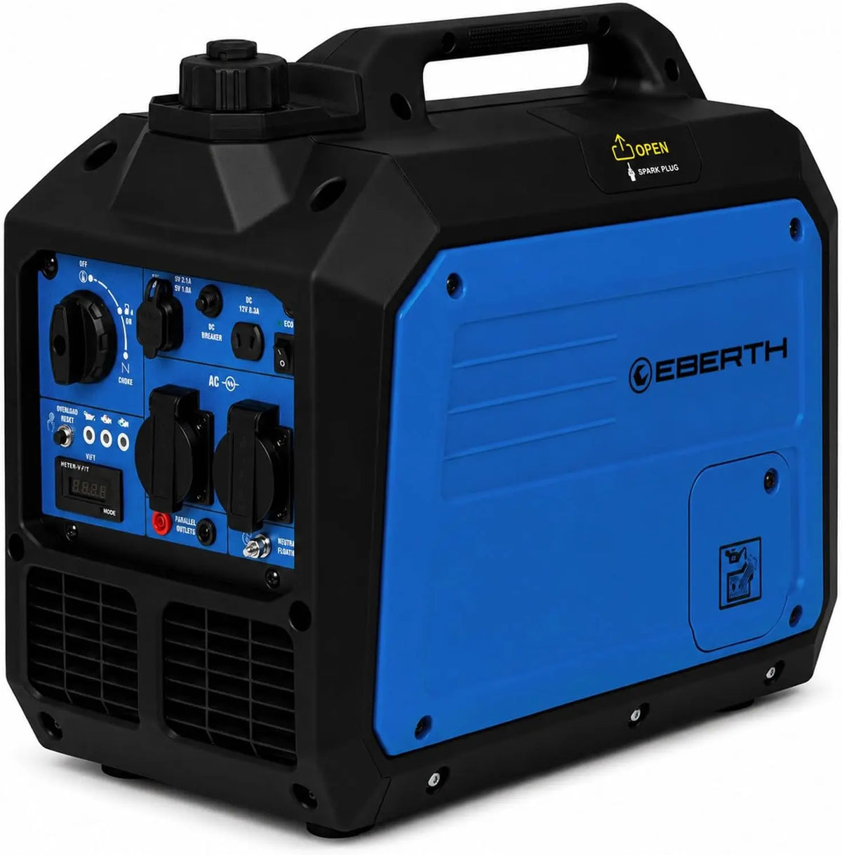 EBERTH Générateur à onduleur 3500W – 5 litres, 0,7 l/h, 50 Hz, noir/bleu