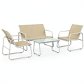 Salon de jardin, 4 pièces, coloris blanc, pour la terrasse ou le jardin
