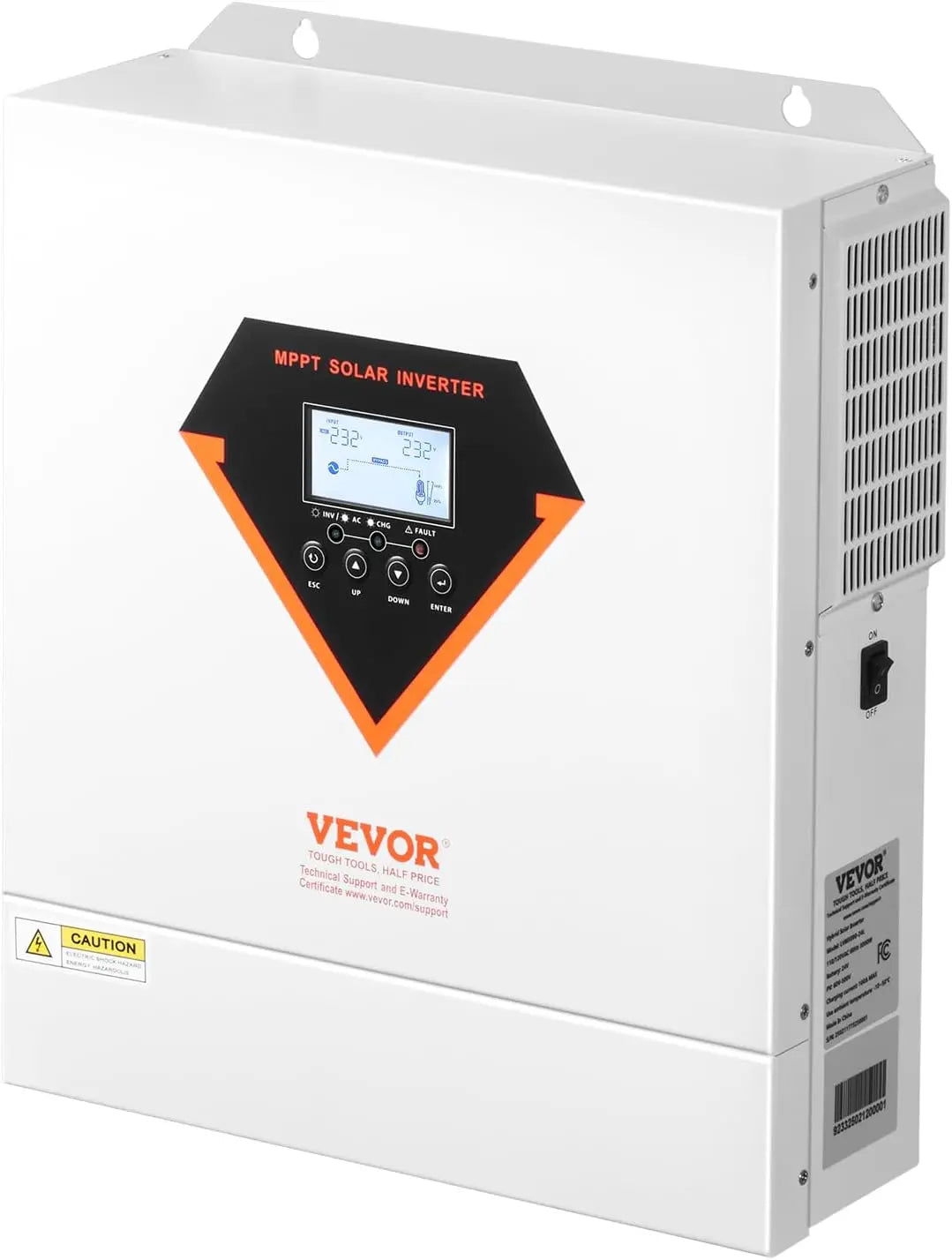 VEVOR Onduleur Solaire Hybride 6000 W Chargeur à Onde Sinusoïdale Pure Tout-en-un – gris/noir
