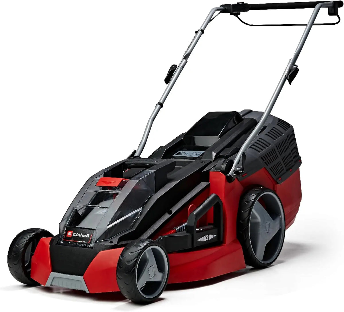 Einhell Tondeuse à Gazon sans Fil GE-CM 43 Li M Kit 2x4,0 Ah – noir/gris/rouge