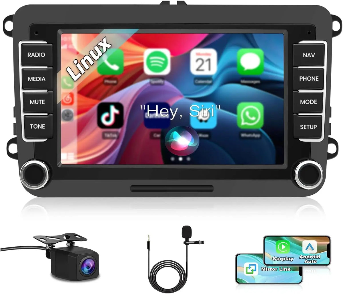 [3s Démarrage] Junsun Autoradio 7' Carplay pour VW Golf 5 6 Polo – 45 W, gris/noir/bleu