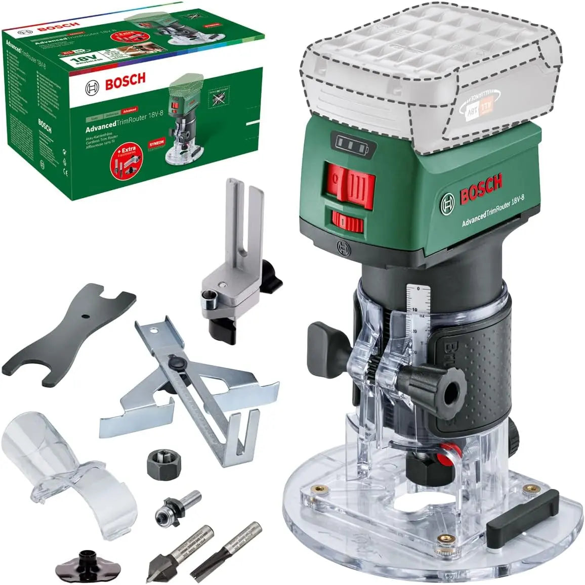 Bosch Défonceuse sans-fil AdvancedTrimRouter 18V-8 – gris/vert