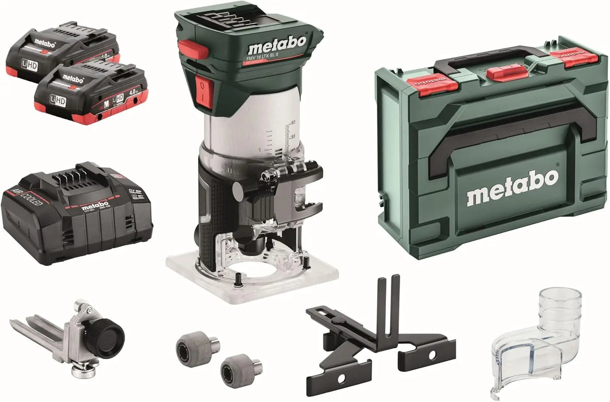 Metabo Fraise à bordure sans fil FMV 18 LTX BL 8-18 V – 4 Ah, gris