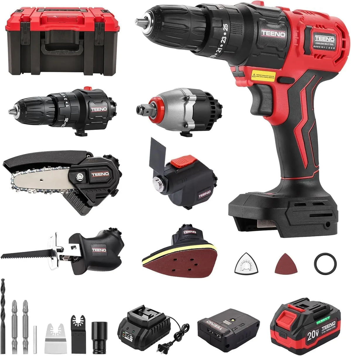 Kit Combiné Sans Fil 20V TEENO – 3,0 Ah, gris/noir