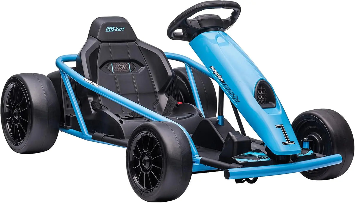 HOMCOM Kart Électrique pour Enfants 24 V Go Kart Mode Drift 8 à 12 Ans Bleu – 7 Ah