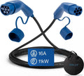 VOLDT Câble de charge de type 2 11 kW 16 A triphasé pour voitures électriques EV PHEV – S/X/Y/3, ID.4, bleu/noir/gris