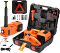 Kit de cric électrique de voiture 5 tonnes 12 V Cric hydraulique portable avec clé à chocs et pompe – gris/noir/orange