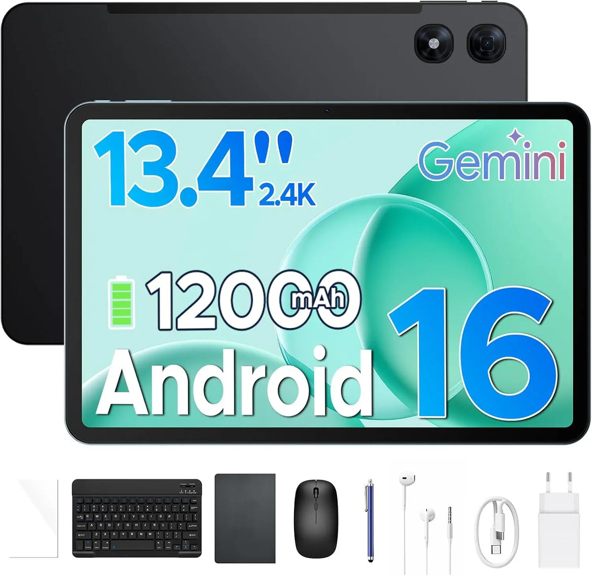 P13Pro Tablette 13,4 Pouces – 18 W, 12000 mAh, 120 Hz, 48 Go / 256 Go, noir