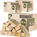 Bois de Chauffage 90 kg pour Poêle et Cheminée Brasero Grill Panier à Feu Bûches de Bois de Hêtre 25 cm – beige/blanc