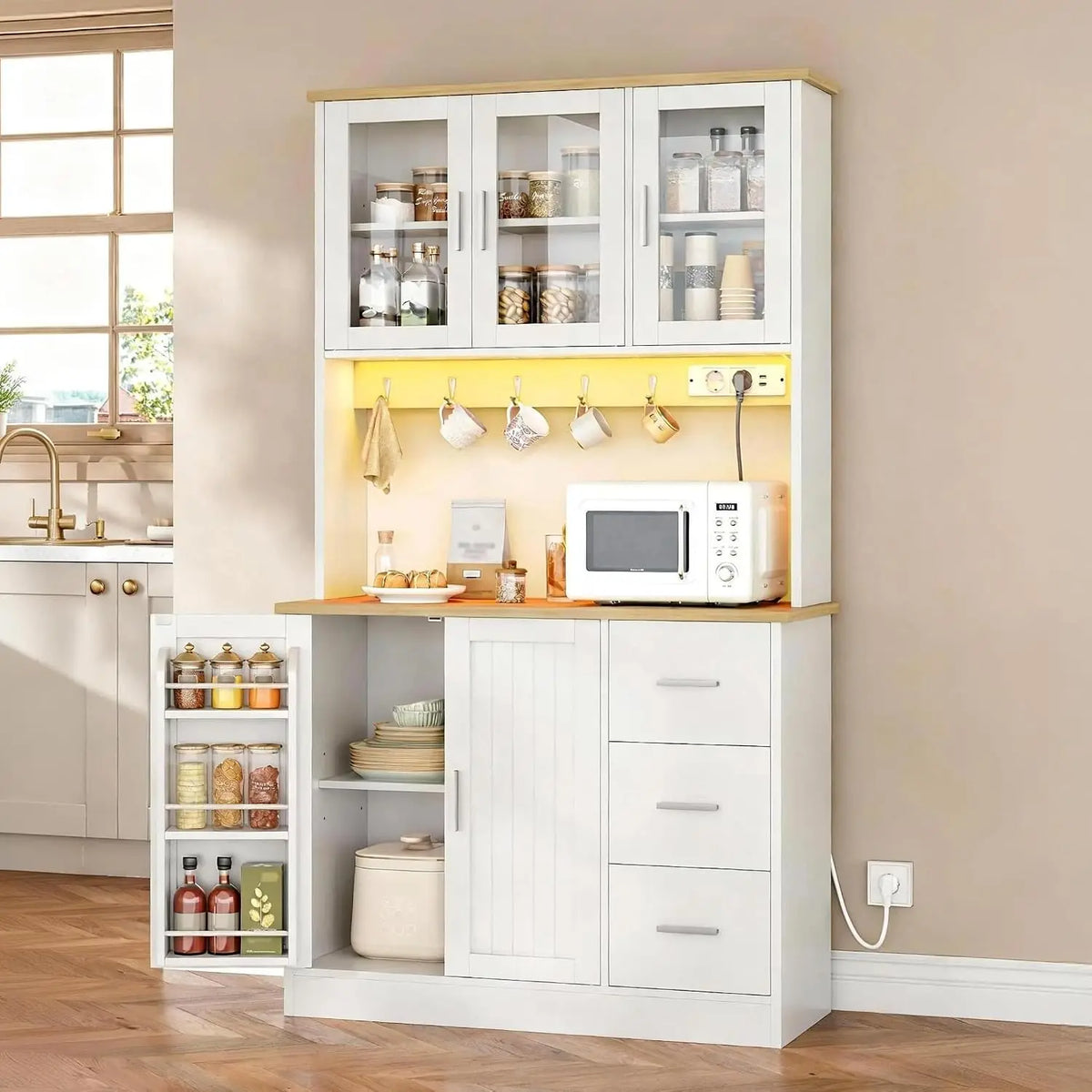 Hzuaneri Meuble Cuisine – PT10303XEU, 40 x 100 x 180 cm, blanc