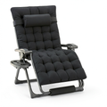 Chaise longue, inclinable, avec coussin, avec porte-gobelet, coloris noir, pour la terrasse ou le jardin