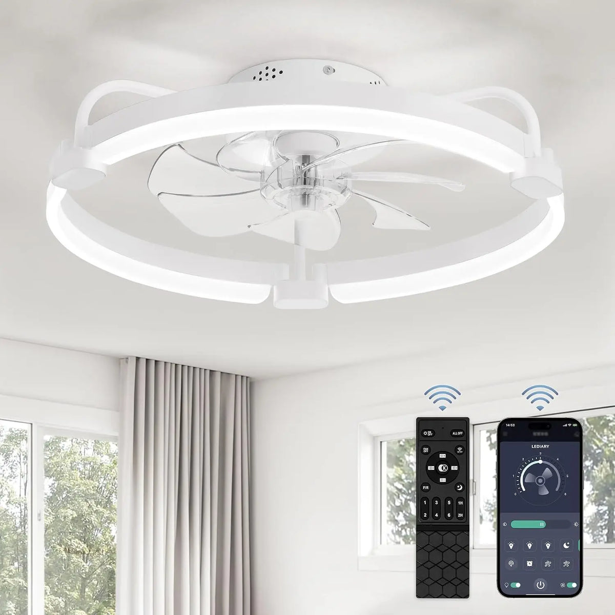 ZMISHIBO Ventilateur de Plafond avec Lumière et Télécommande – gris