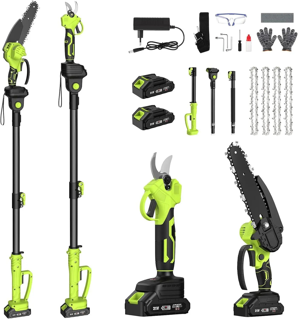 Tronçonneuse et Sécateur Électrique Télescopique – 550 W, gris/noir