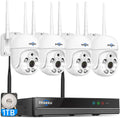 Hiseeu Kit Caméra Surveillance WiFi 5MP PTZ 360° – 1 To, gris/noir