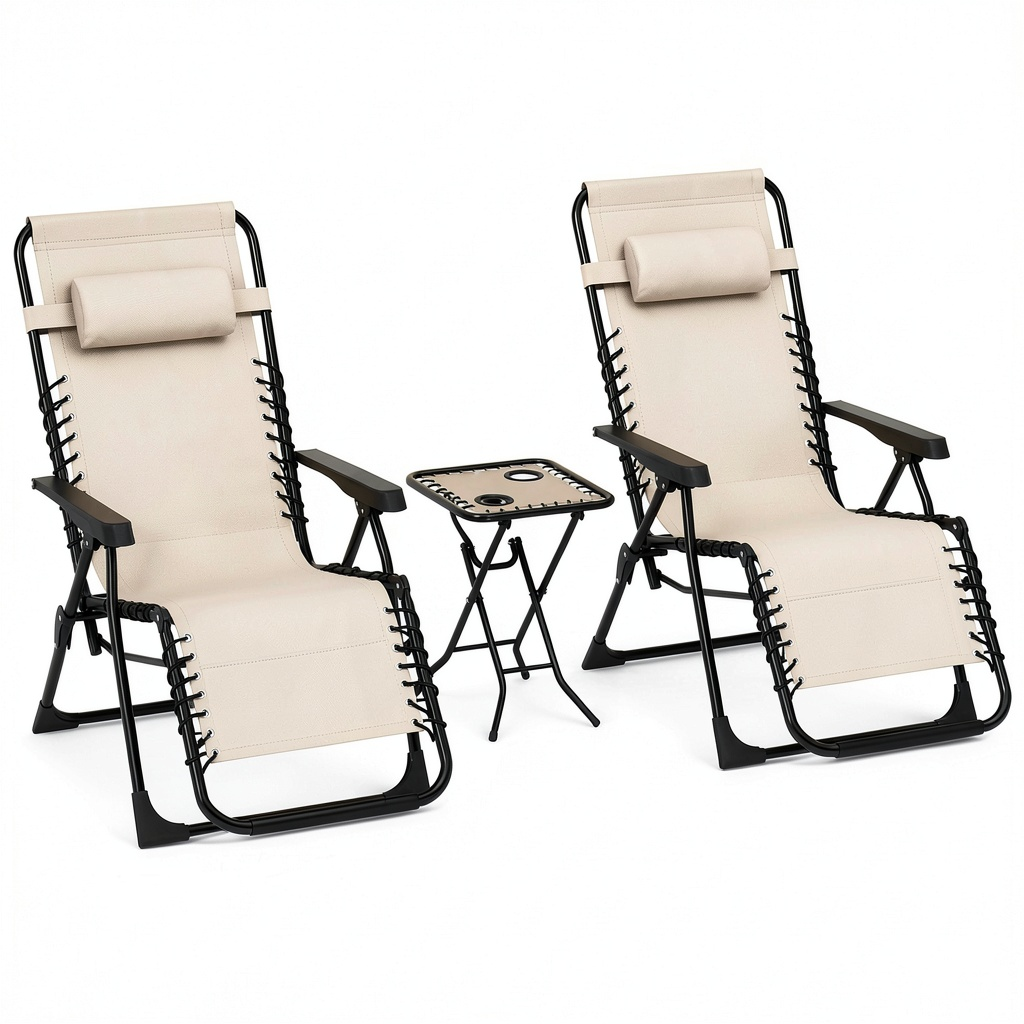Chaise de jardin, coloris beige, pour la terrasse ou le jardin