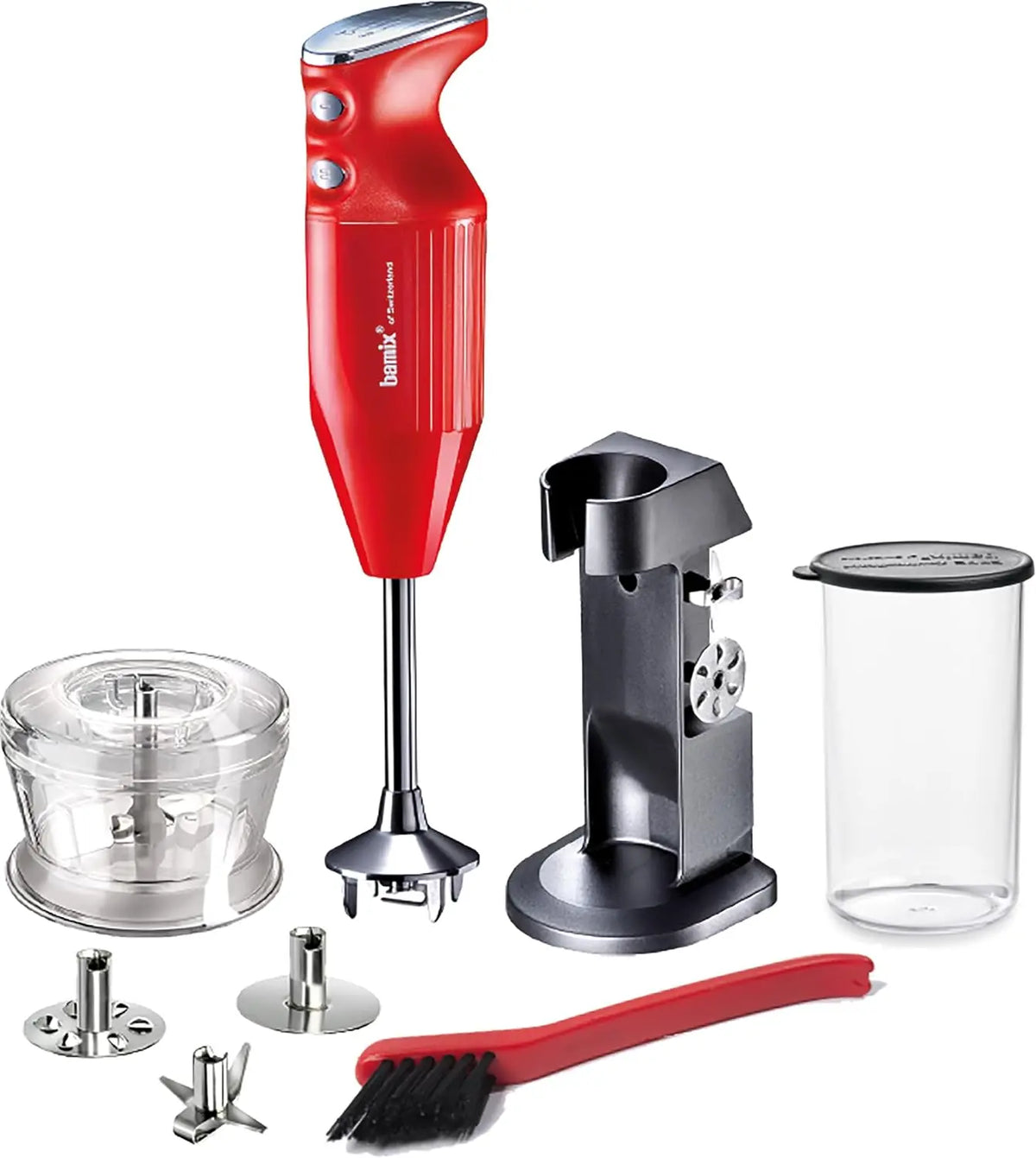 Bamix Set mixeur plongeant M200 Chef's favorite avec support – 200 W, 400 ml, rouge