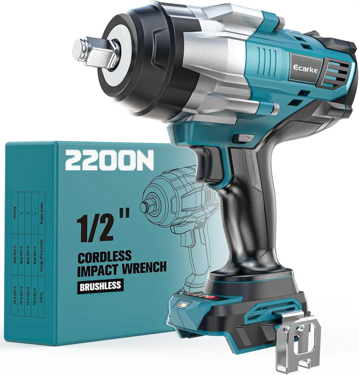 Ecarke Boulonneuse Sans Fil 2200 Nm Compatible avec Makita 18V – bleu/gris