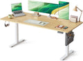 SONGMICS Bureau Électrique Assis-Debout Réglable – 20 W, beige/gris/vert