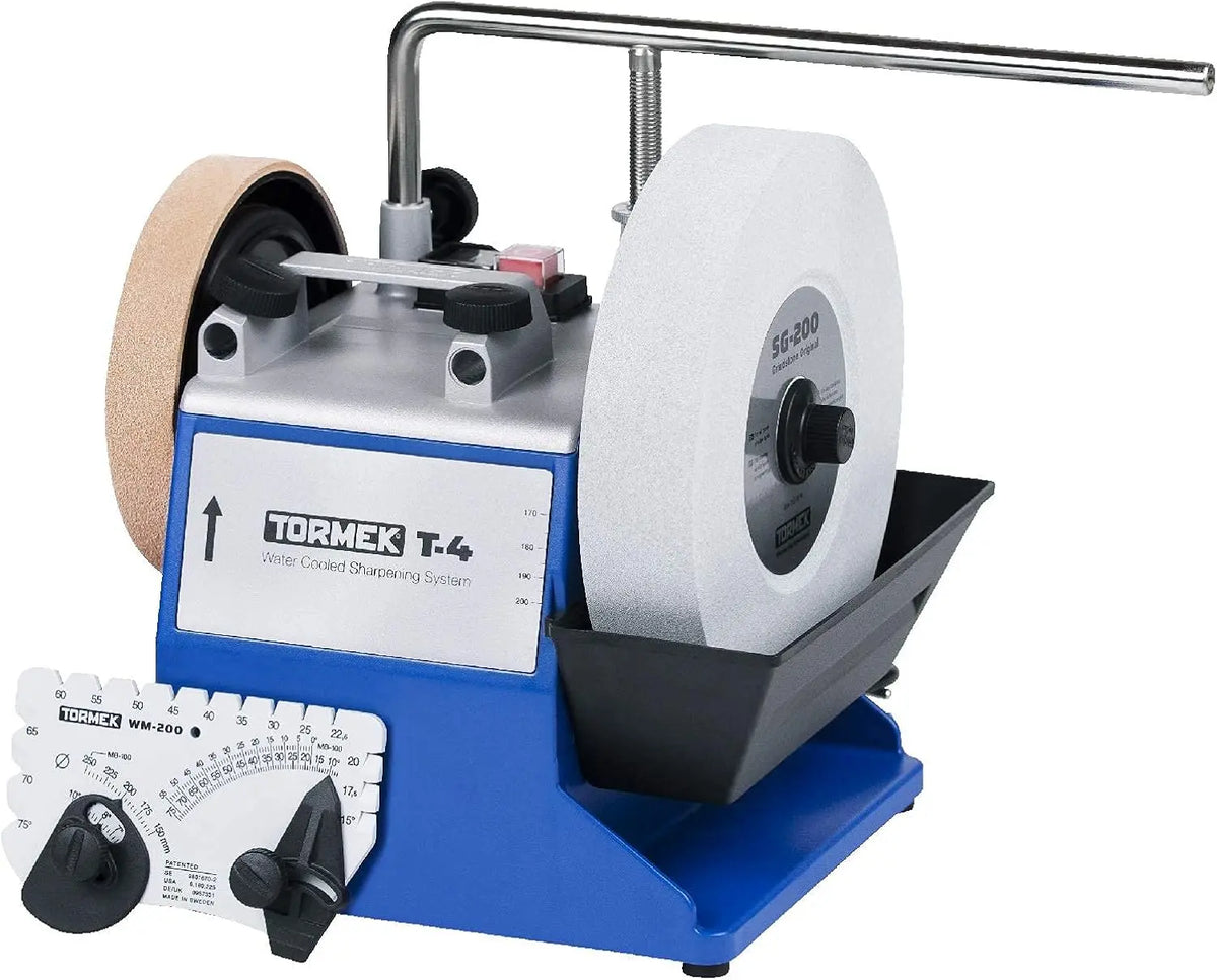 Tormek T-4 Système de ponçage compact refroidi à l'eau pour outils de coupe – gris/bleu
