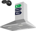 CIARRA CBCS6201 Hotte Aspirante 60 cm Classe A++ Murale Inox – 404 m³/h / 350 m³/h, argenté