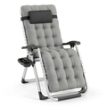 Chaise de jardin, inclinable, pliable, rembourré, en acier, pour la terrasse ou le jardin